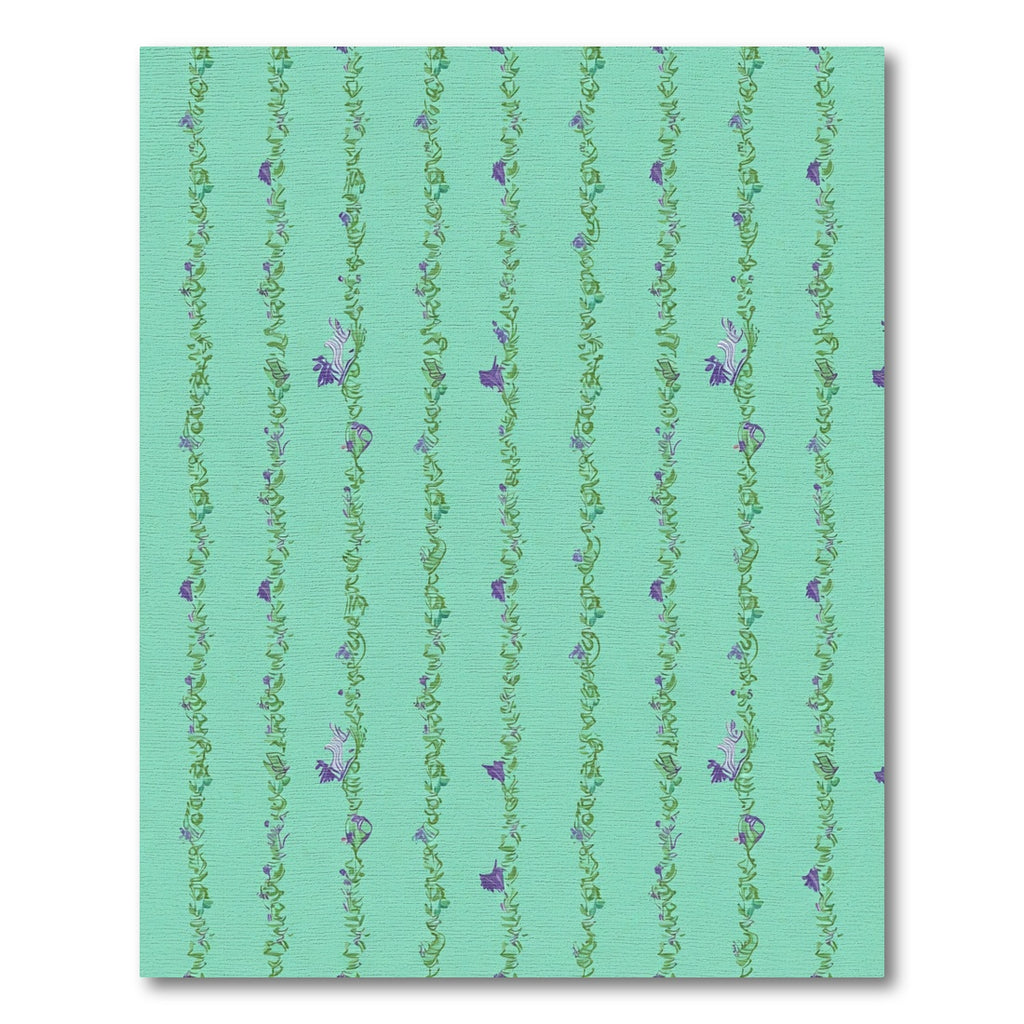 Mint Green Purple Floral Vine Runner Rug