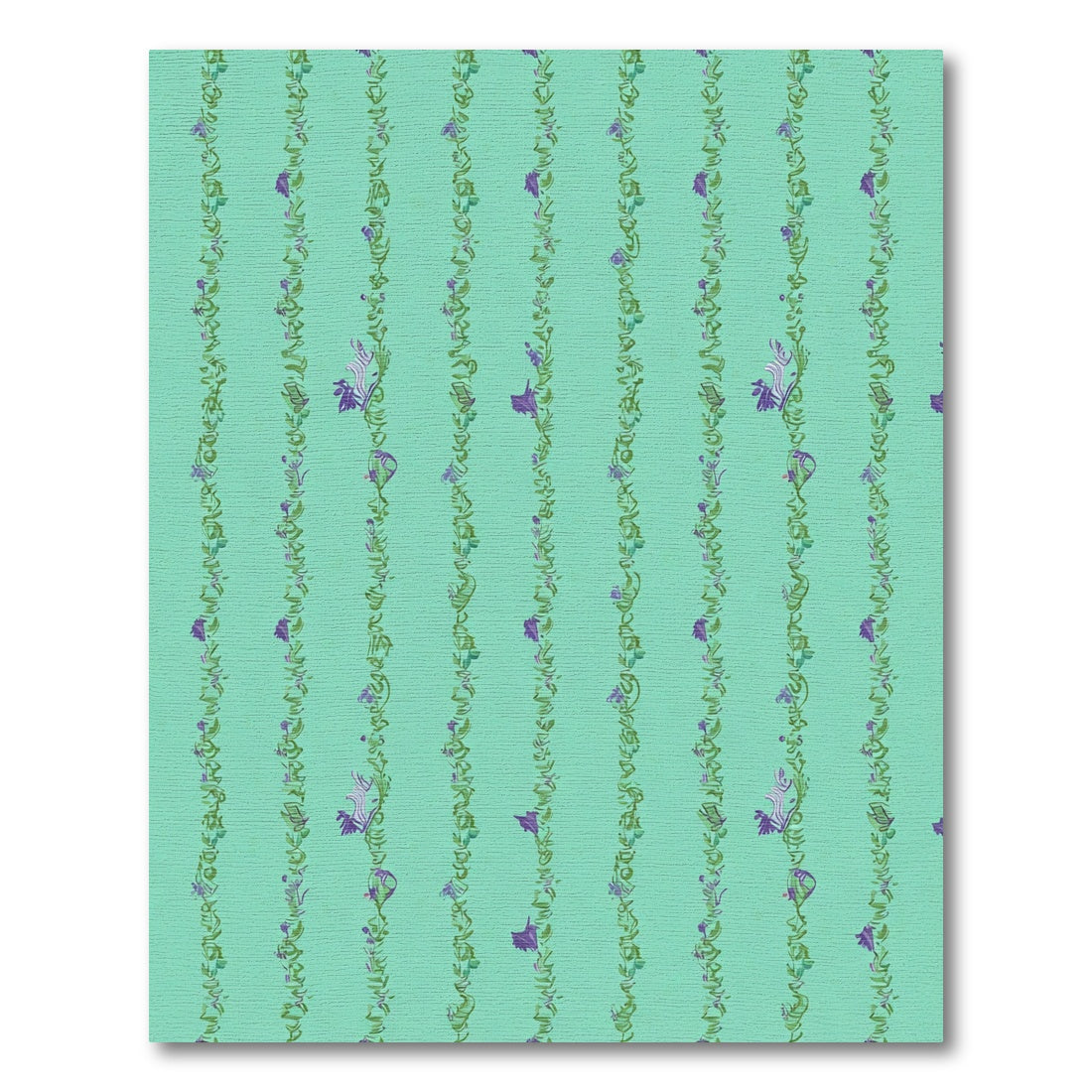 Mint Green Purple Floral Vine Runner Rug