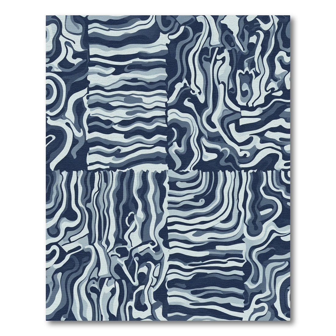 Indigo Abstract Swirl Lines Rug