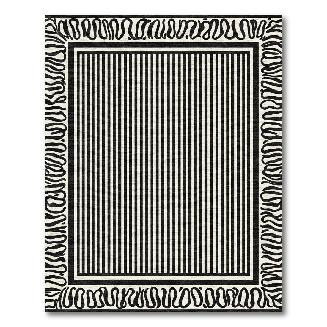 Black And White Striped Border Rug