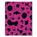 Vibrant Pink Black Abstract Sketch Rug