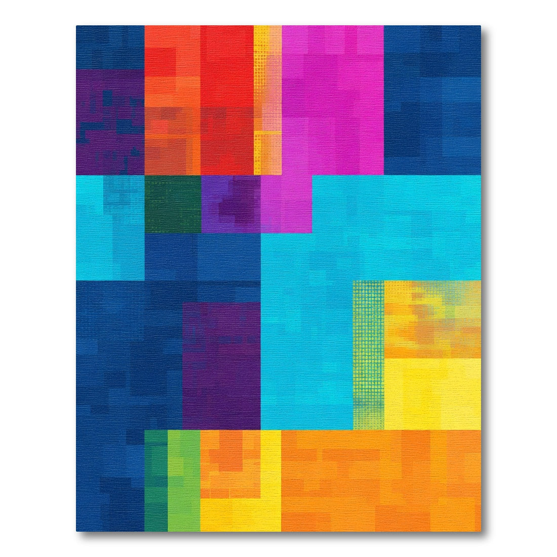 Vibrant Geometric Color Block Rectangles Rug