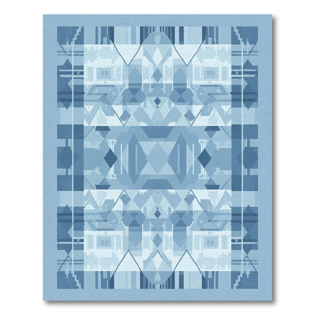 Geometric Layers Indigo Abstract Rug