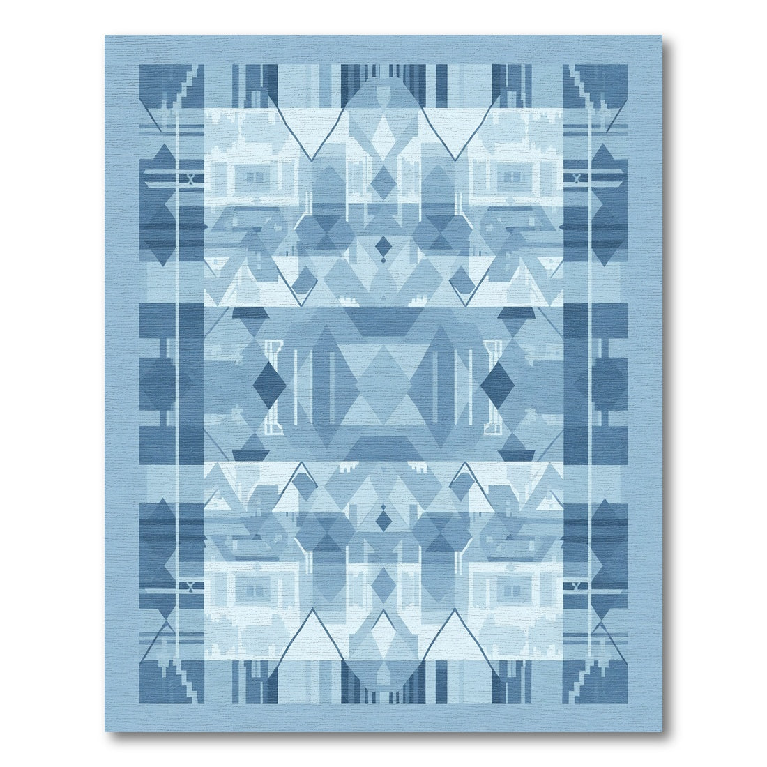 Geometric Layers Indigo Abstract Rug