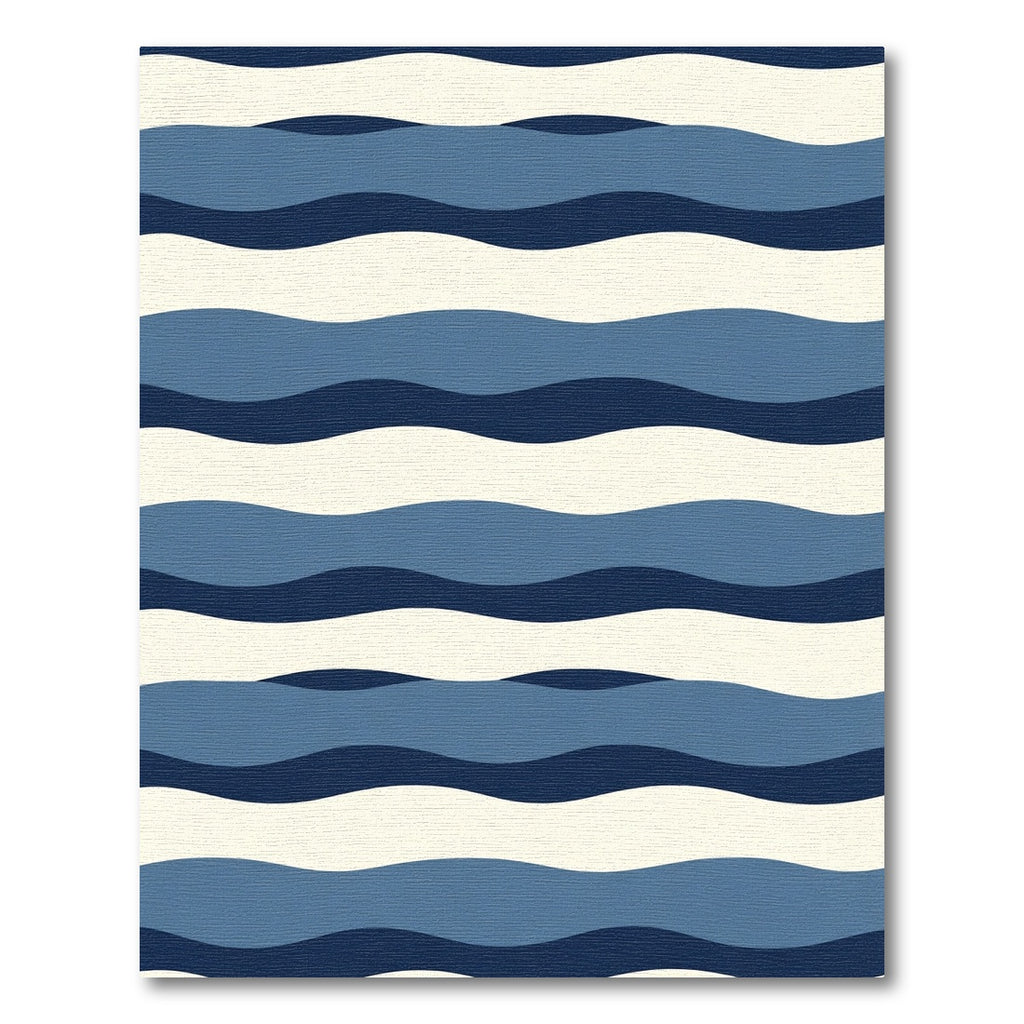 Modern Deep Blue Wave Stripes Rug