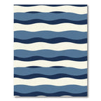 Modern Deep Blue Wave Stripes Rug