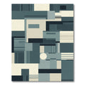 Abstract Teal Geometric Block Arrangement Rug