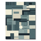 Abstract Teal Geometric Block Arrangement Rug