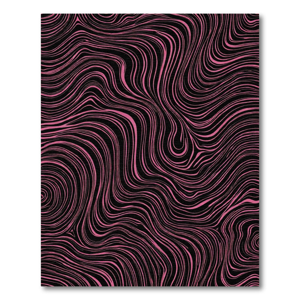 Bold Pink Black Swirl Topography Rug