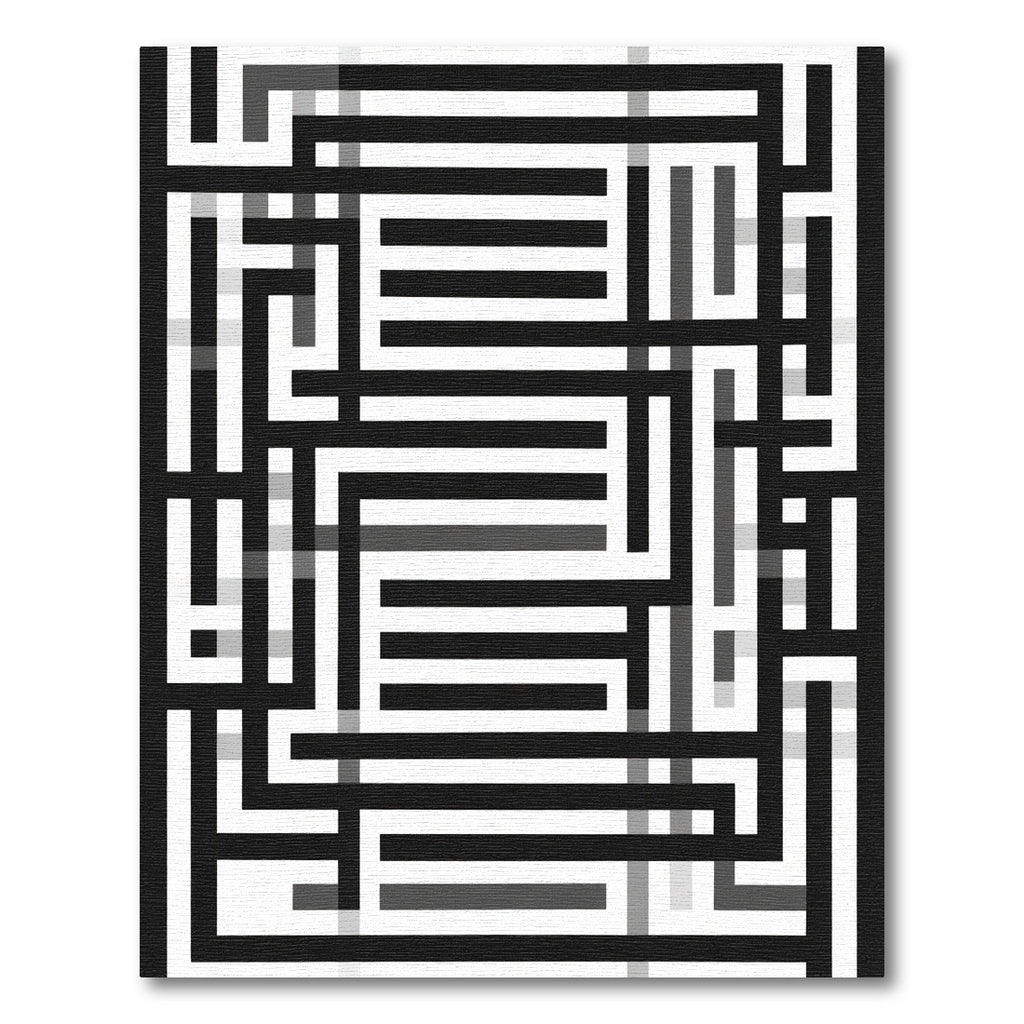 Monochromatic Geometric Maze Lines Rug