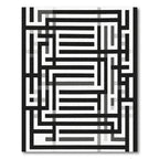 Monochromatic Geometric Maze Lines Rug