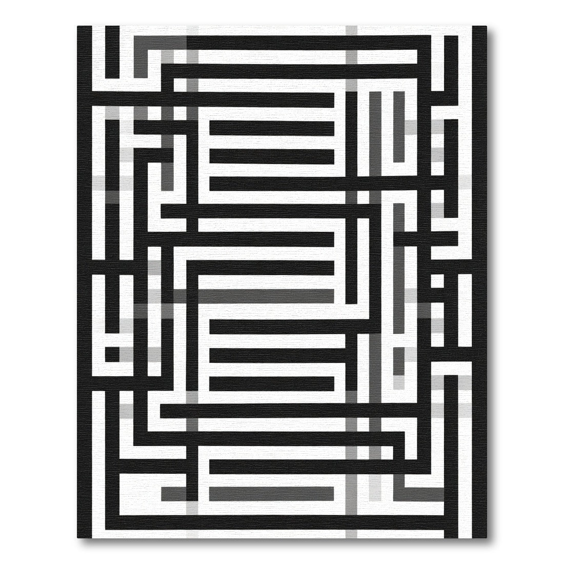 Monochromatic Geometric Maze Lines Rug
