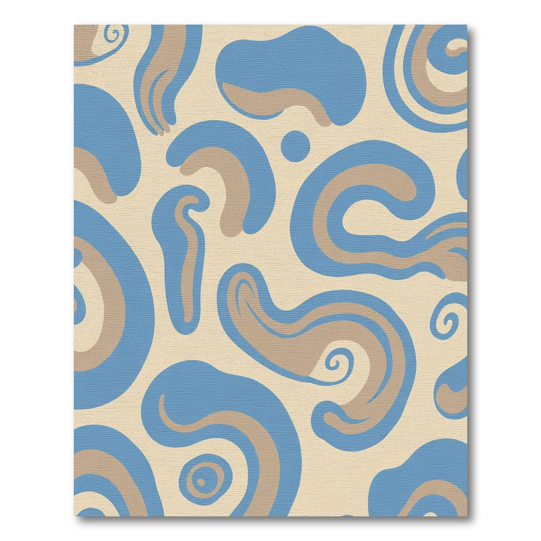 Abstract Blue Tan Swirl Composition Rug