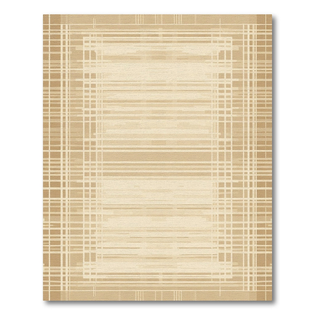 Soft Beige Linear Grid Rug