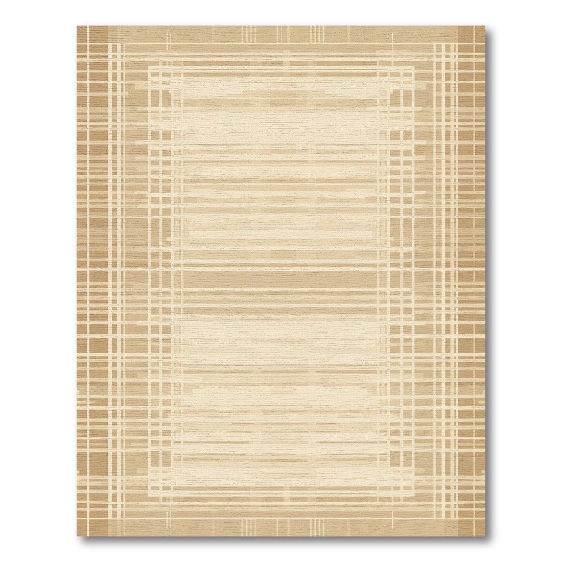 Soft Beige Linear Grid Rug