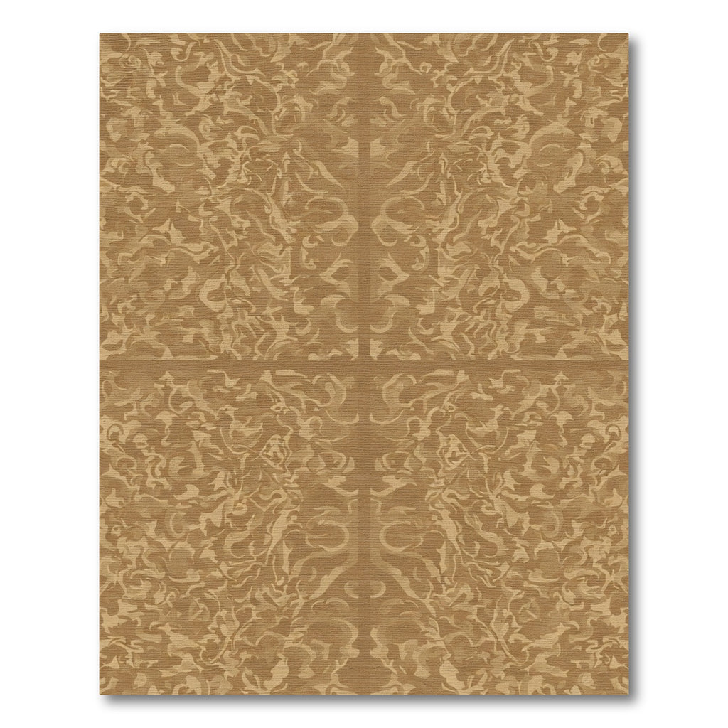 Golden Brown Swirl Damask Relief Rug