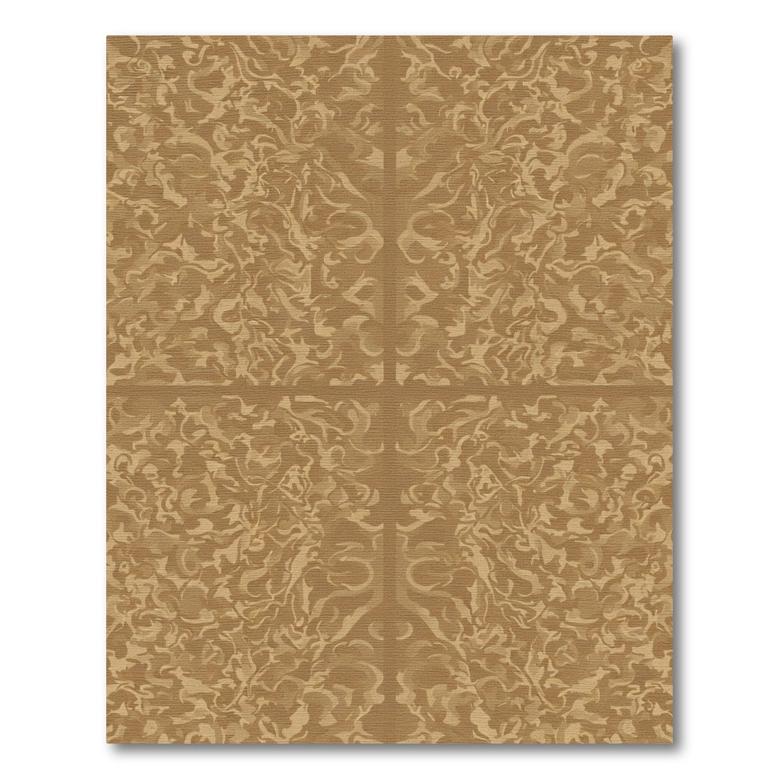 Golden Brown Swirl Damask Relief Rug