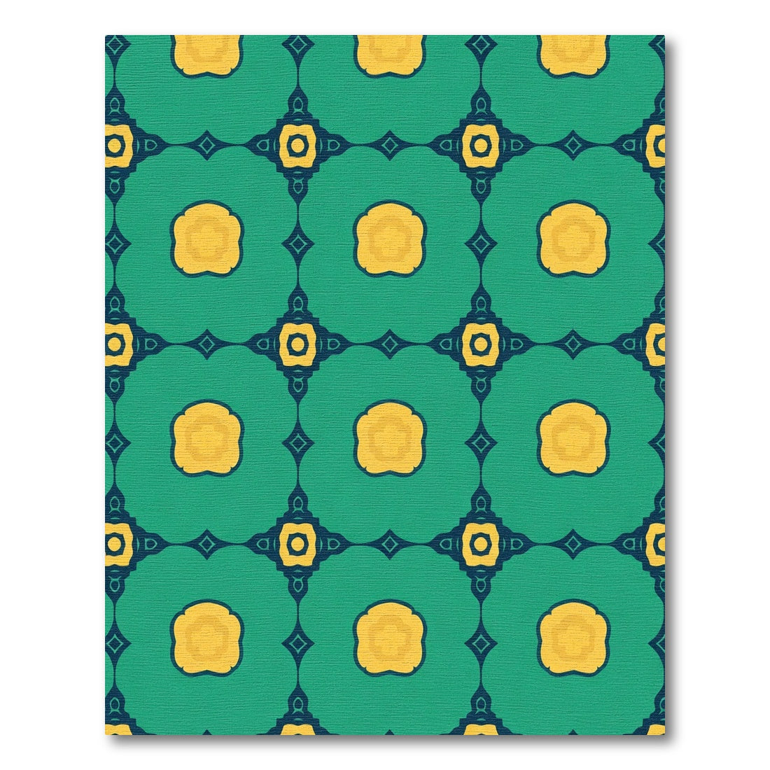 Teal Yellow Intricate Floral Medallion Rug