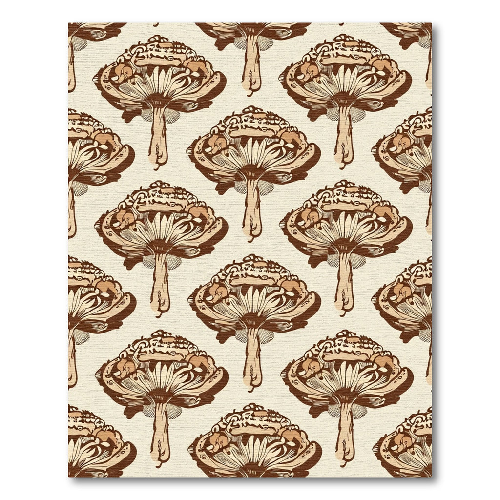 Earthy Brown Mushroom Silhouette Repeat Rug