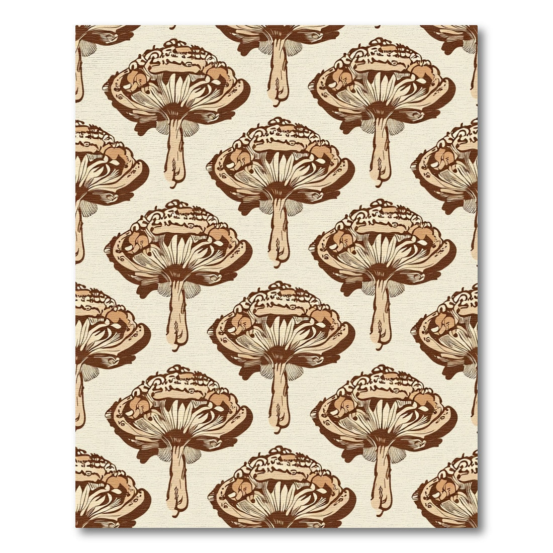 Earthy Brown Mushroom Silhouette Repeat Rug