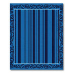 Classic Blue Striped Ornate Frame Rug