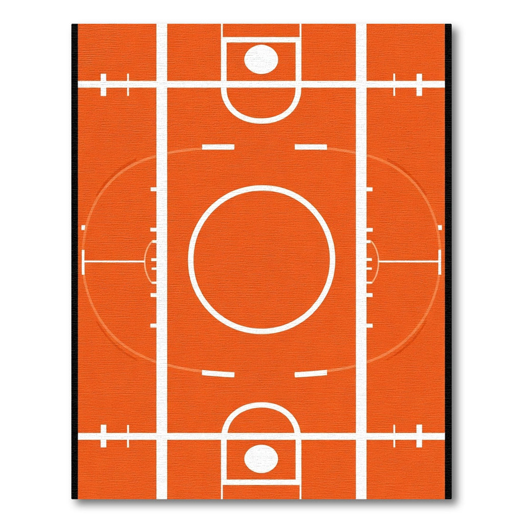 Orange Basketball Court Graphic Rug