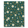 Teal Floral Vines White Blossom Rug