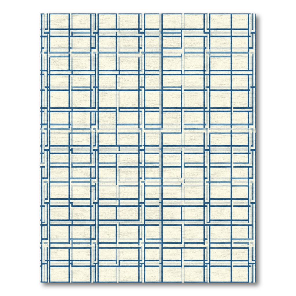 Navy Blue Geometric Interlocking Squares Rug