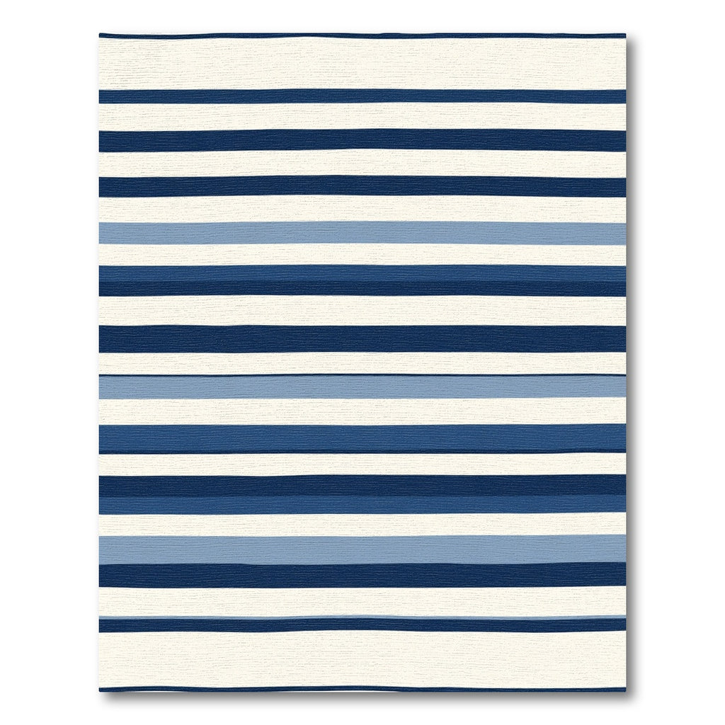 Navy Blue Cream Striped Contemporary Rug