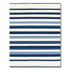 Navy Blue Cream Striped Contemporary Rug