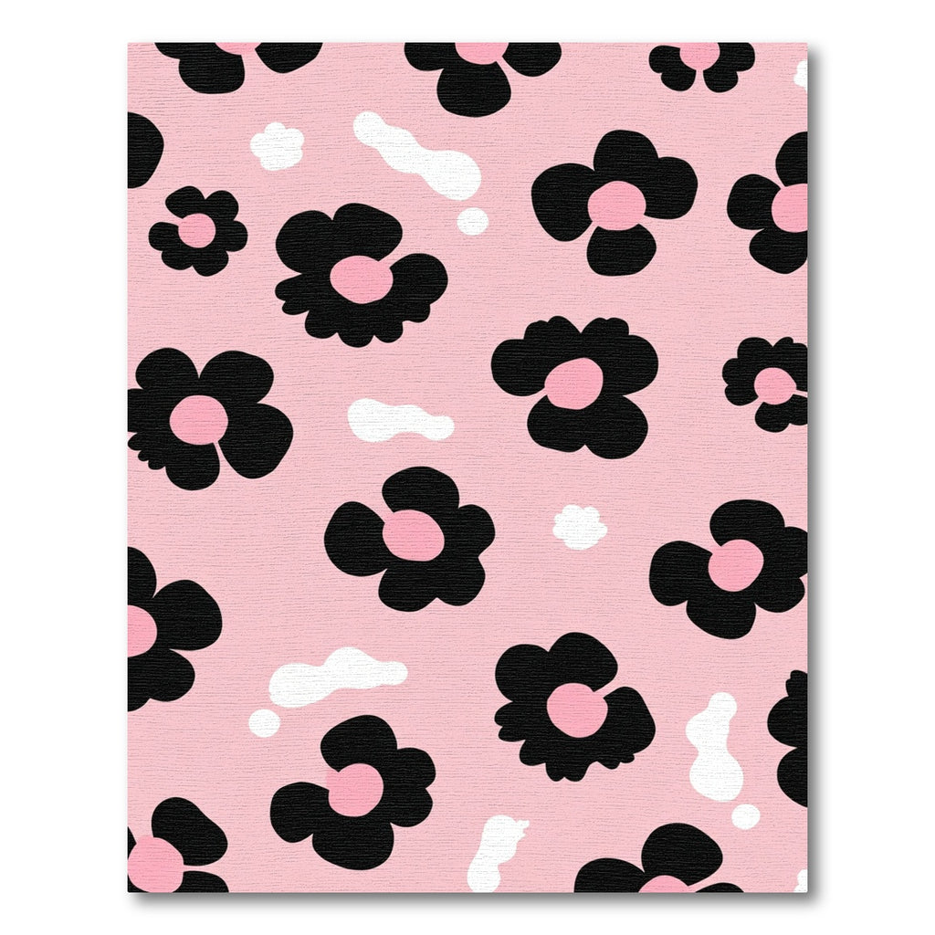 Pink Black Floral Aura Rug