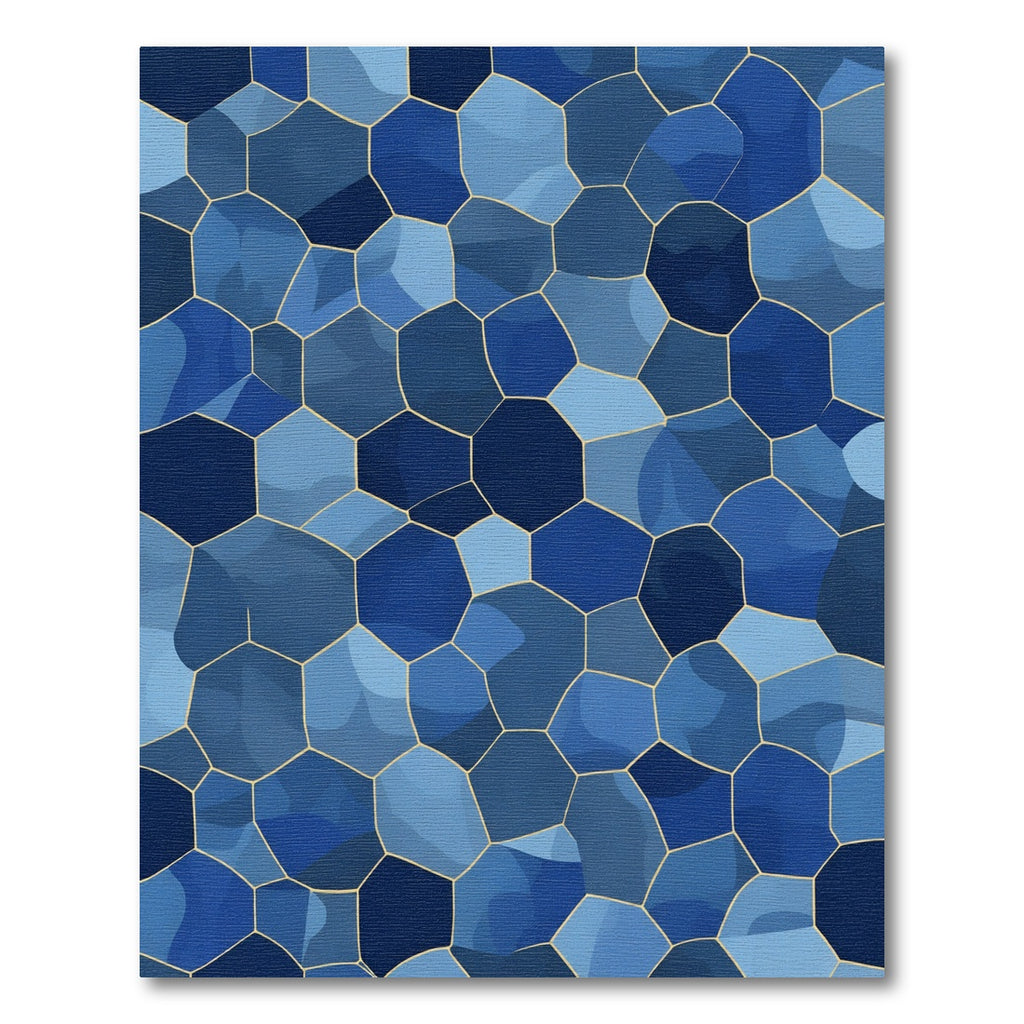 Deep Blue Geometric Tessellation Texture Rug