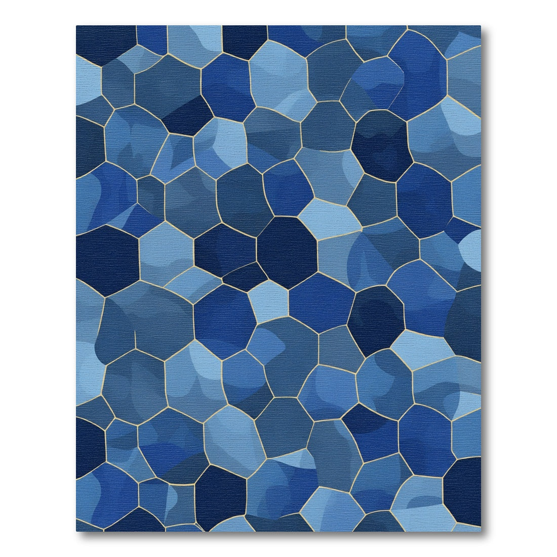 Deep Blue Geometric Tessellation Texture Rug