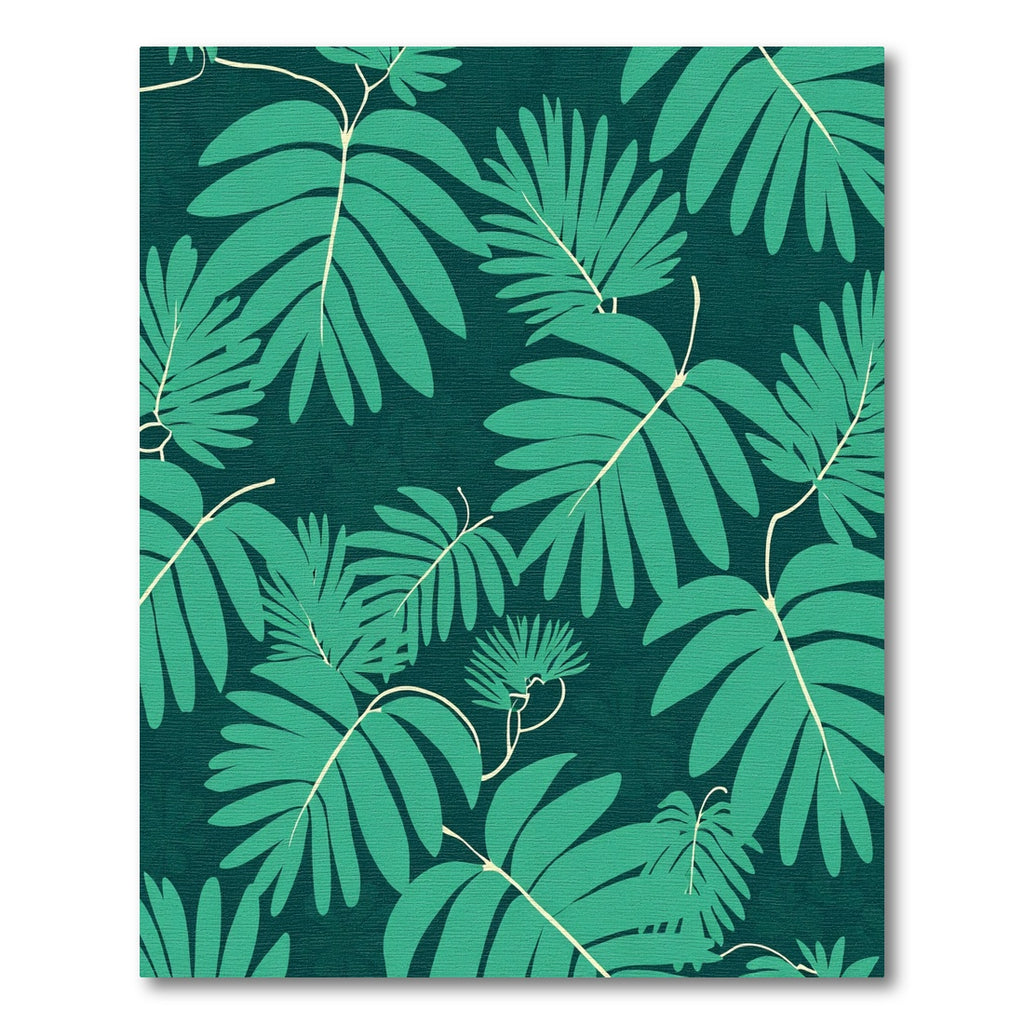 Teal Tropical Leafy Vines Rug