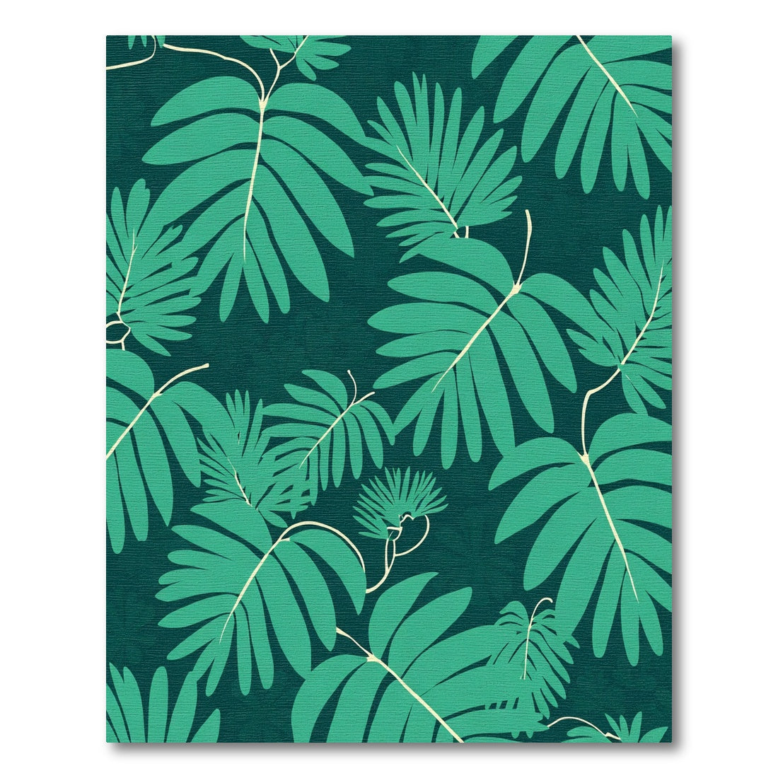 Teal Tropical Leafy Vines Rug