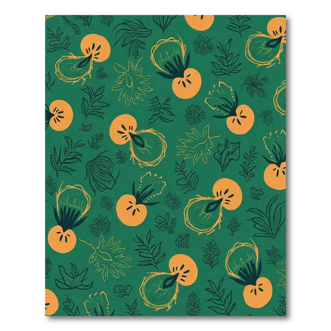 Whimsical Orange Fruit and Leaf Cluster Rug