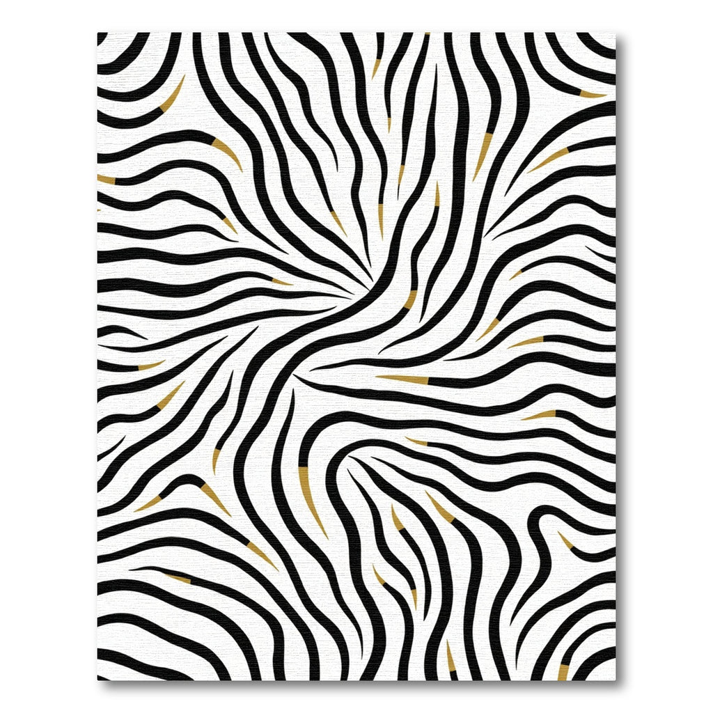 Black Gold Swirl Zebra Lines Rug