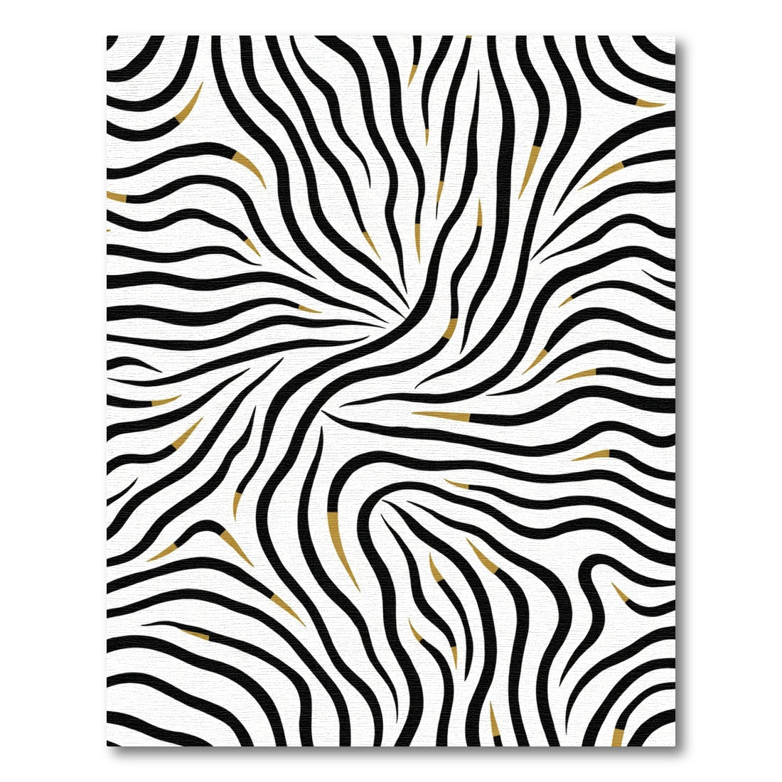 Black Gold Swirl Zebra Lines Rug
