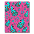 Turquoise Peacock Pink Floral Whimsical Rug