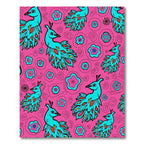 Turquoise Peacock Pink Floral Whimsical Rug