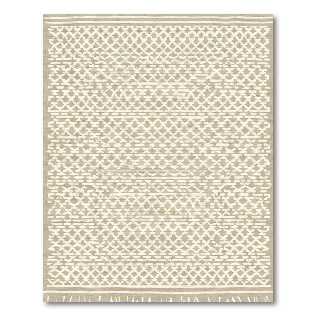Neutral Textured Diamond Border Rug