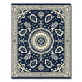 Navy Ivory Medallion Paisley Border Rug