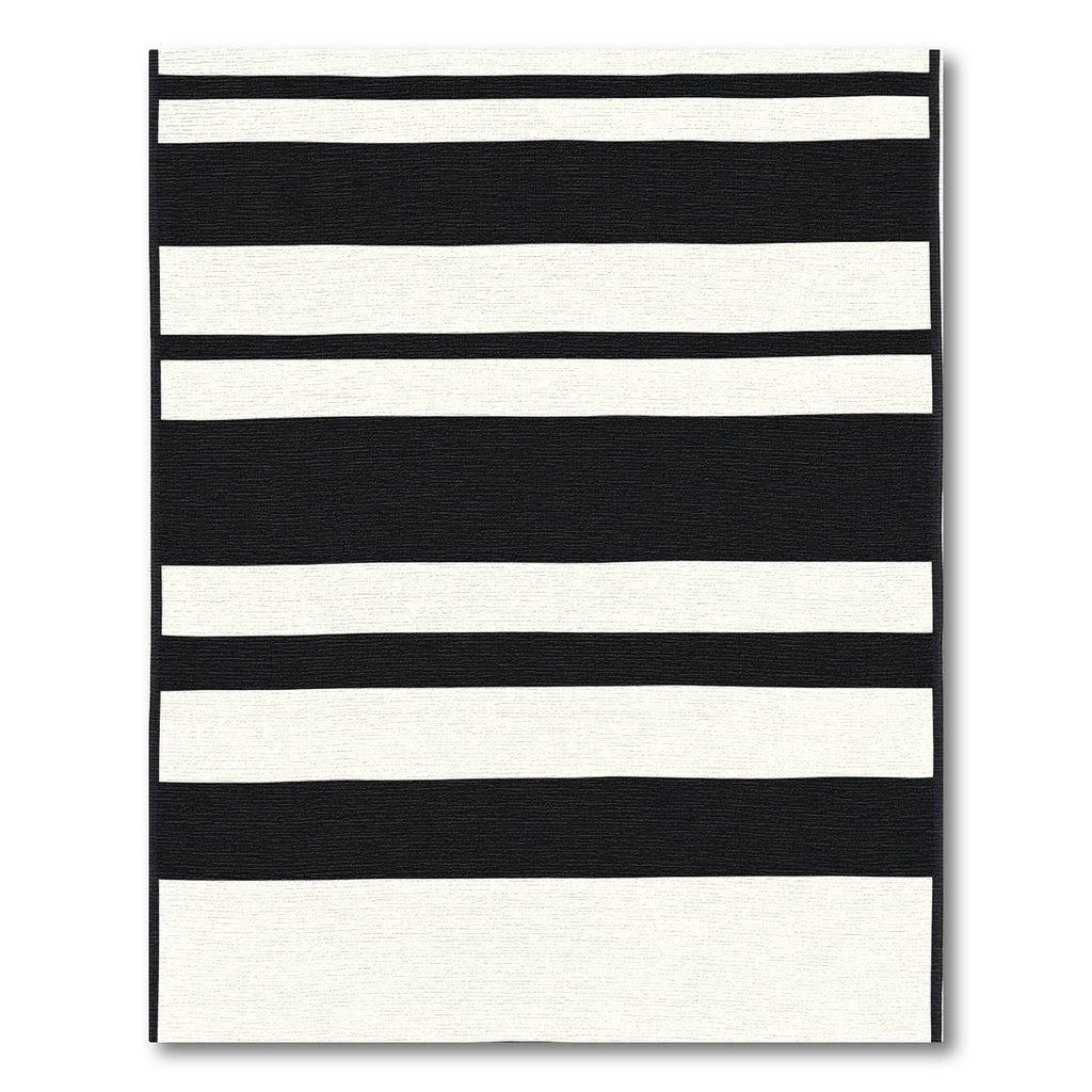 Bold Black and White Striped Rug