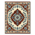 Classic Blue Floral Ivory Medallion Rug