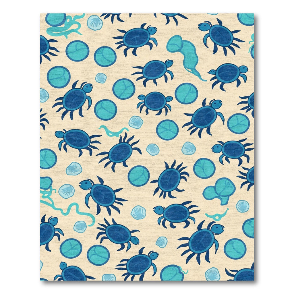Whimsical Blue Turtle Ocean Circles Rug