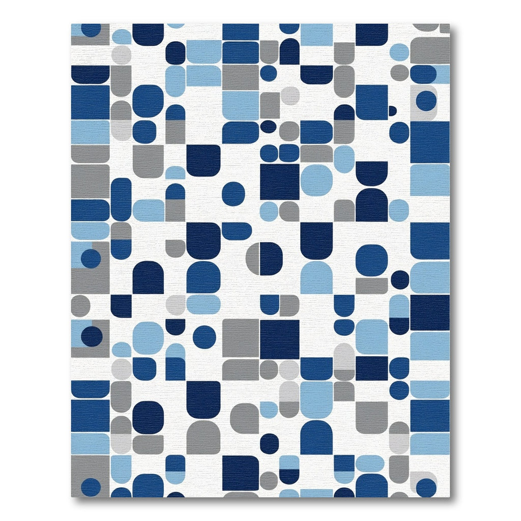 Modern Blue Gray Abstract Geometric Shapes Rug