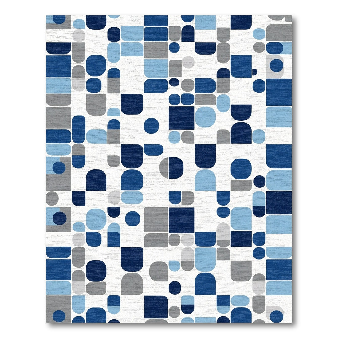 Modern Blue Gray Abstract Geometric Shapes Rug