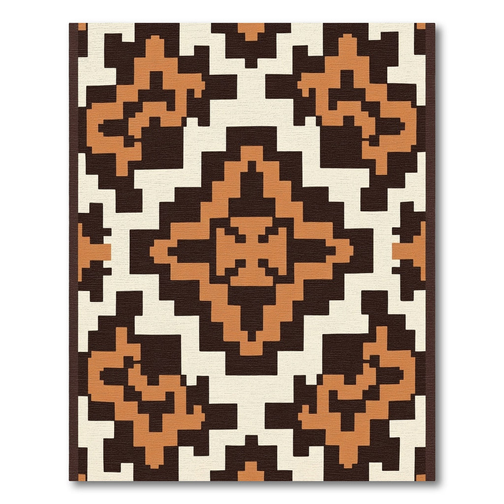 Retro Navajo Geometric Terracotta Rug