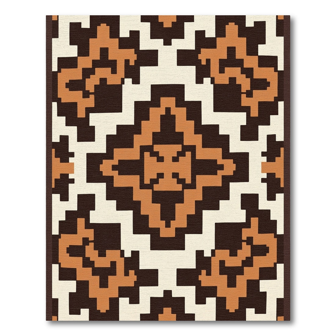 Retro Navajo Geometric Terracotta Rug