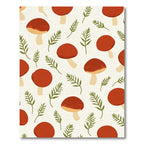 Crimson Mushroom Fern Pattern Rug